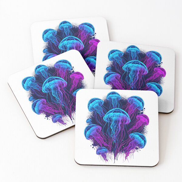 Item preview, Neon Bioluminescent Jellyfish, Glowing Ocean Sea Life, Blue & Purple Synthwave Marine Art, Underwater Aesthetic Graphic designed and sold by PrintelloTH.