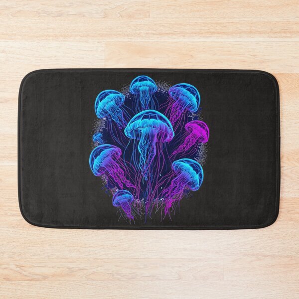Item preview, Neon Bioluminescent Jellyfish, Glowing Ocean Sea Life, Blue & Purple Synthwave Marine Art, Underwater Aesthetic Graphic designed and sold by PrintelloTH.