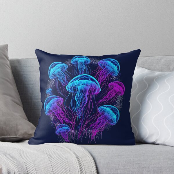 Item preview, Neon Bioluminescent Jellyfish, Glowing Ocean Sea Life, Blue & Purple Synthwave Marine Art, Underwater Aesthetic Graphic designed and sold by PrintelloTH.
