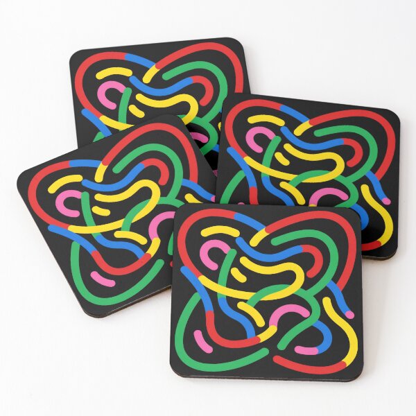 Item preview, Minimalist Abstract Interlocking Lines Colorful Retro Bauhaus Poster designed and sold by FestivityFinds.