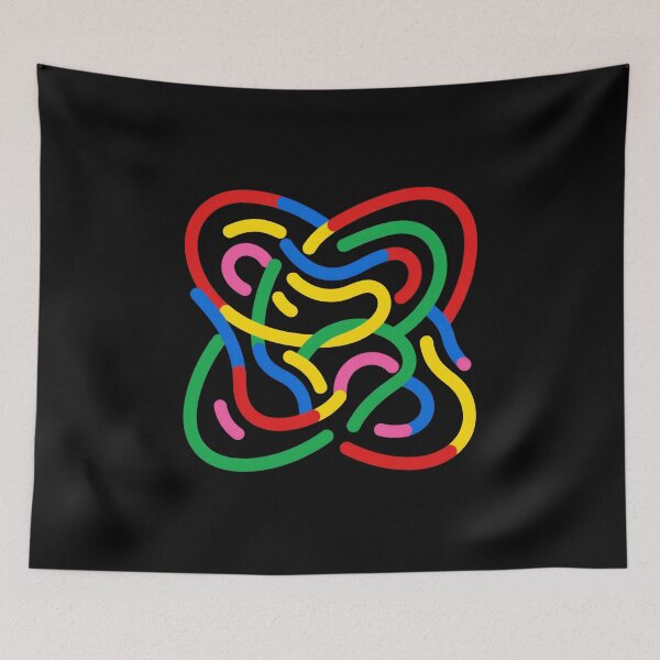 Item preview, Minimalist Abstract Interlocking Lines Colorful Retro Bauhaus Poster designed and sold by FestivityFinds.