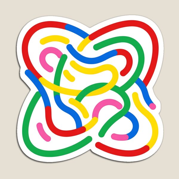 Item preview, Minimalist Abstract Interlocking Lines Colorful Retro Bauhaus Poster designed and sold by FestivityFinds.