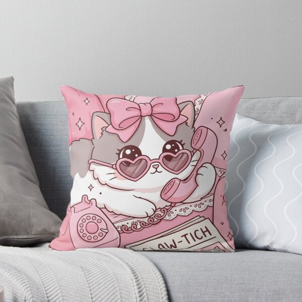 Item preview, Cute Gossip Cat on Vintage Pink Phone designed and sold by BrownHorse90s.