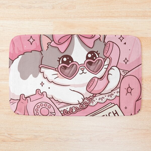 Item preview, Cute Gossip Cat on Vintage Pink Phone designed and sold by BrownHorse90s.