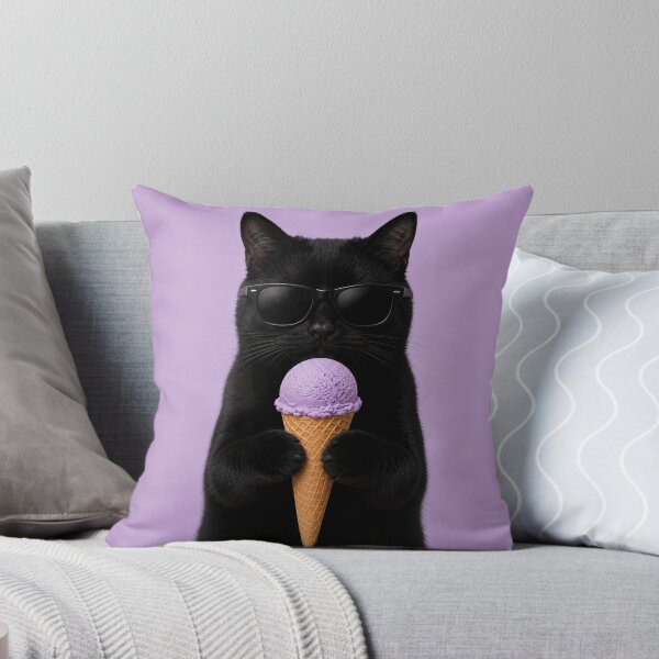 Item preview, Cool Cat with Lavender Ice Cream designed and sold by LittleGinnyArt.