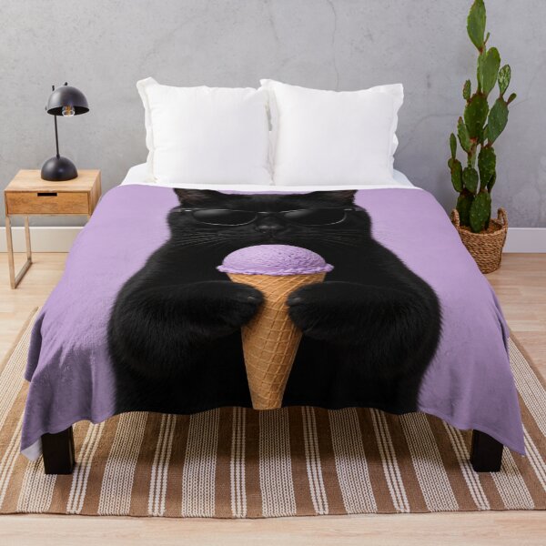 Item preview, Cool Cat with Lavender Ice Cream designed and sold by LittleGinnyArt.