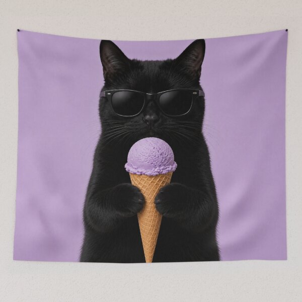 Item preview, Cool Cat with Lavender Ice Cream designed and sold by LittleGinnyArt.