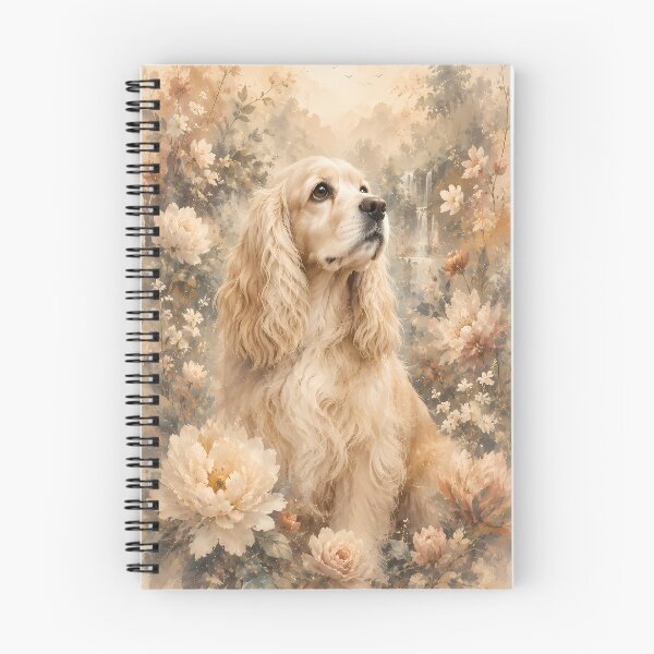 Item preview, Cream Cocker Spaniel Floral Watercolor | Elegant Dog Portrait Botanical Art designed and sold by ManJiangHong.