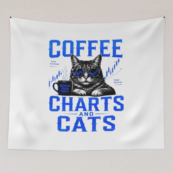 Item preview, Coffee Charts and Cats Funny Trader Cat Design designed and sold by PipForgeStudio .