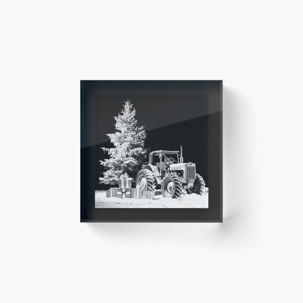 Item preview, Classic Muscle Car by a Christmas Tree – Black and White Winter Art designed and sold by inkoutninja.