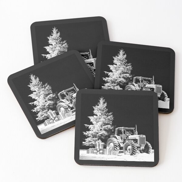 Item preview, Classic Muscle Car by a Christmas Tree – Black and White Winter Art designed and sold by inkoutninja.