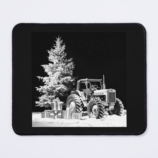 Item preview, Classic Muscle Car by a Christmas Tree – Black and White Winter Art designed and sold by inkoutninja.