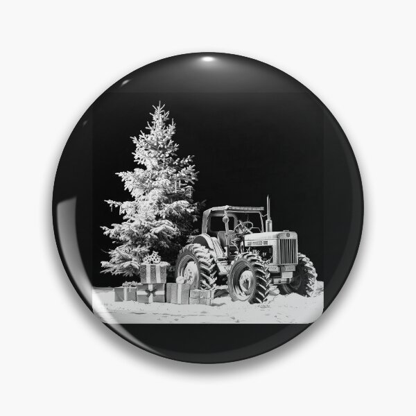 Item preview, Classic Muscle Car by a Christmas Tree – Black and White Winter Art designed and sold by inkoutninja.