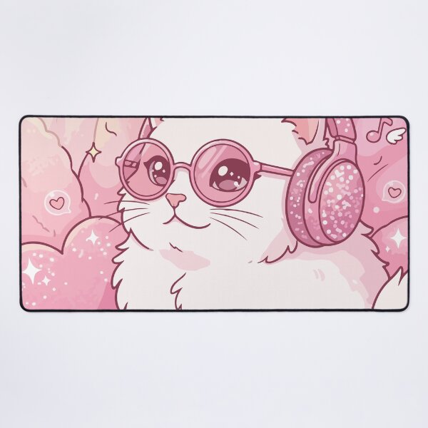 Item preview, Cute Working Cat in Pink Headphones designed and sold by BrownHorse90s.