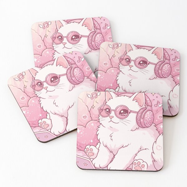Item preview, Cute Working Cat in Pink Headphones designed and sold by BrownHorse90s.