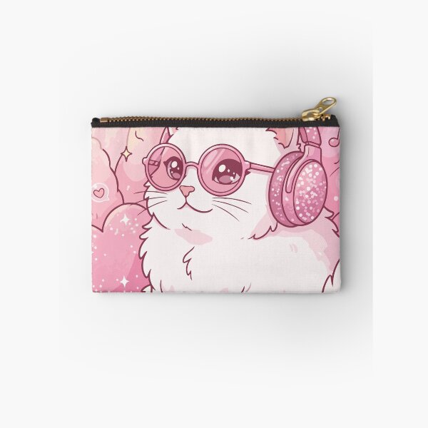 Item preview, Cute Working Cat in Pink Headphones designed and sold by BrownHorse90s.