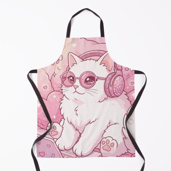 Item preview, Cute Working Cat in Pink Headphones designed and sold by BrownHorse90s.