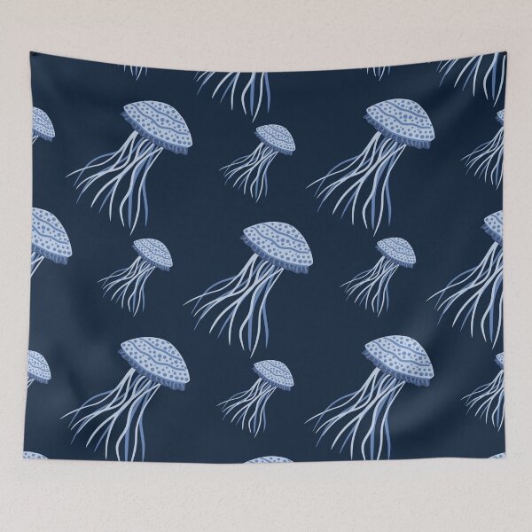 Item preview, Blue Jellyfish Pattern | Coastal Ocean Seamless Print | Nautical Marine Life Aesthetic designed and sold by RJACreative.