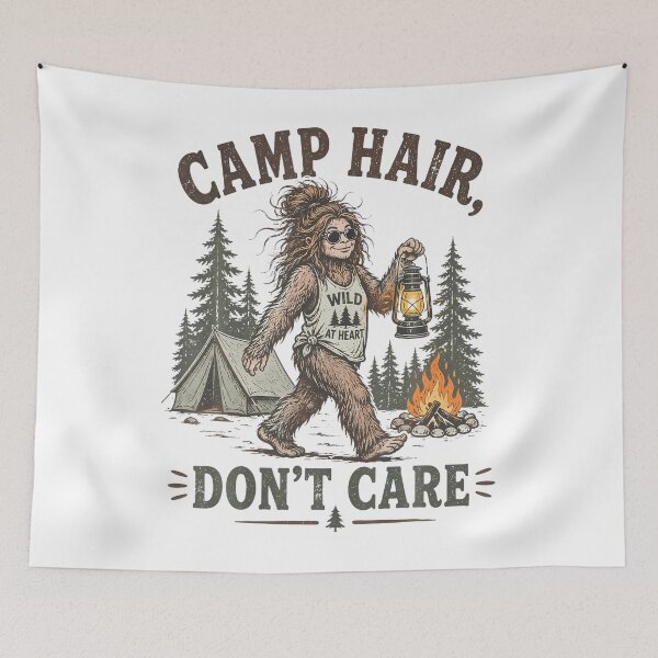 Item preview, Camp Hair Don'T Care Funny Sasquatch Camping Camper designed and sold by Lhwatsrdina.