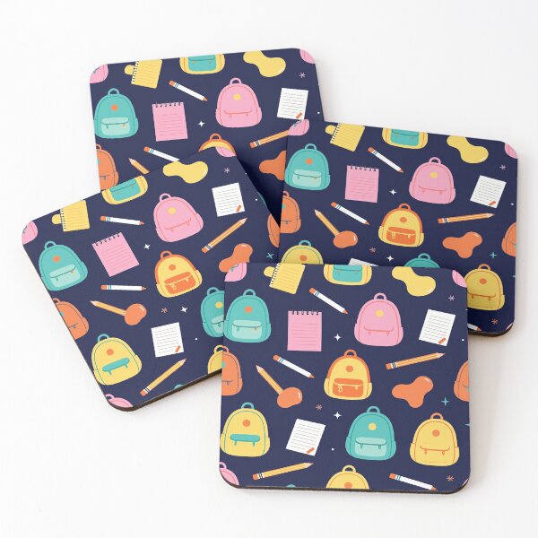 Item preview, Cute Navy Blue School Backpacks Pattern Aesthetic Throw Pillow designed and sold by FestivityFinds.