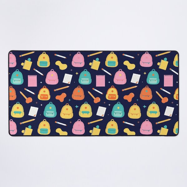 Item preview, Cute Navy Blue School Backpacks Pattern Aesthetic Throw Pillow designed and sold by FestivityFinds.