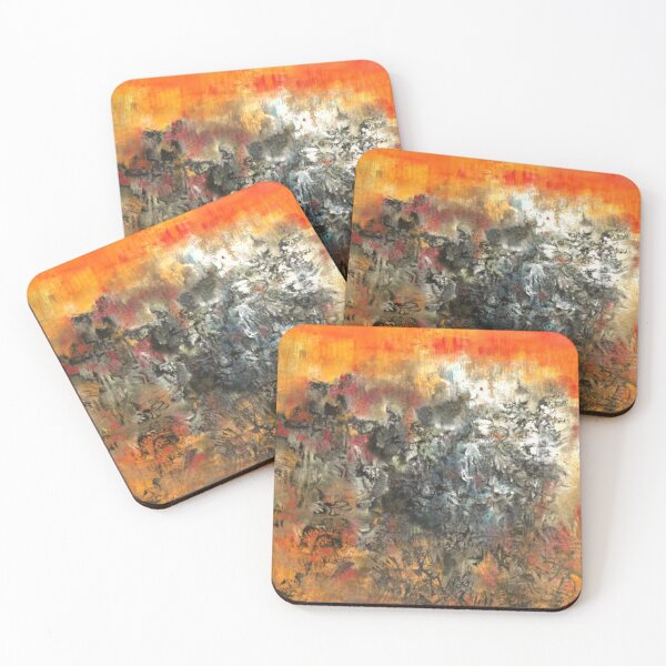 Item preview, Abstract Expressionist Landscape in Fiery Orange and | Modern Textured Painting designed and sold by AS-Graphics.