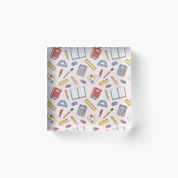 Item preview, Cute Pastel Pink School Supplies Pattern Aesthetic Desk Mat designed and sold by FestivityFinds.
