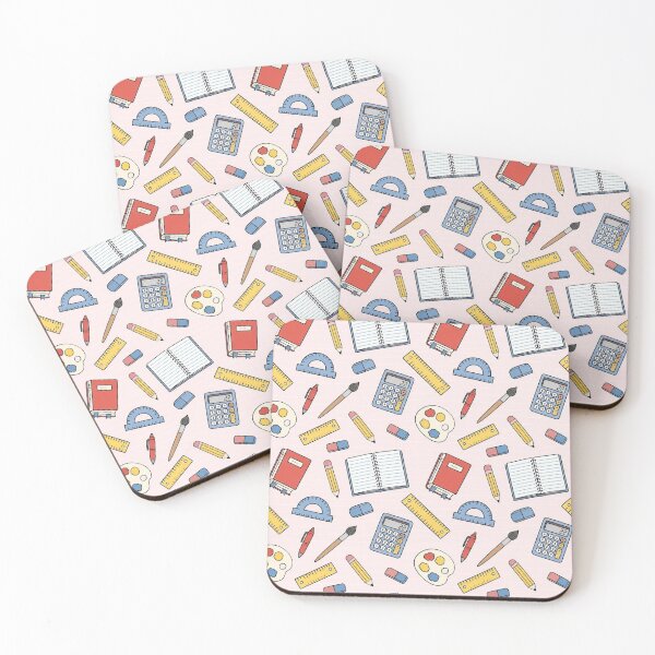 Item preview, Cute Pastel Pink School Supplies Pattern Aesthetic Desk Mat designed and sold by FestivityFinds.