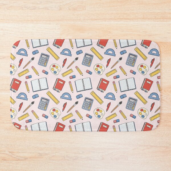 Item preview, Cute Pastel Pink School Supplies Pattern Aesthetic Desk Mat designed and sold by FestivityFinds.