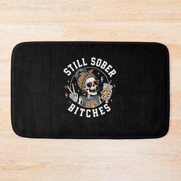 Item preview, Still Sober Bitches Messy Bun Drinking Coffee Skeleton designed and sold by MatherFisher.