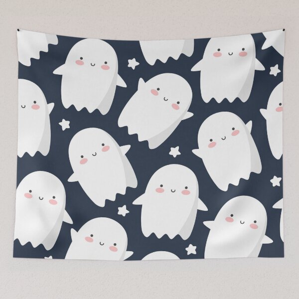 Item preview, Cute Kawaii Ghost Pattern | Spooky Halloween Seamless Print | Adorable Boo Ghost Design designed and sold by RJACreative.