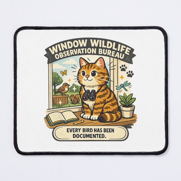 Item preview, Window Wildlife Observation Bureau Cat designed and sold by Concrete Coffee Studio.