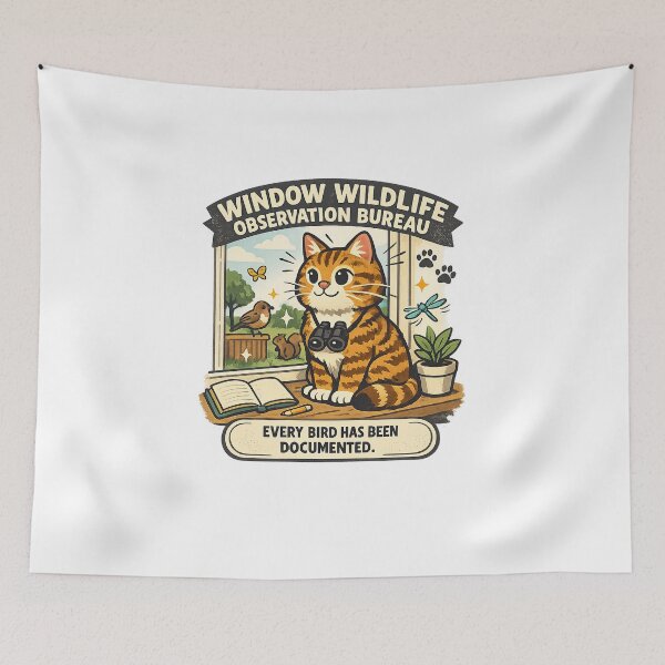 Item preview, Window Wildlife Observation Bureau Cat designed and sold by Concrete Coffee Studio.