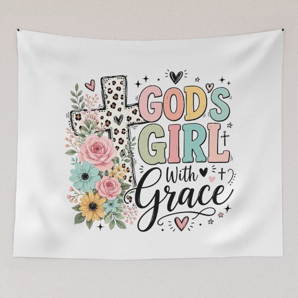 Item preview, Christian Inspirational Quote, Floral Cross designed and sold by graphic-genie.