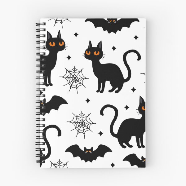 Item preview, Cute Black Cat Halloween Pattern | Spooky Bats & Spider Webs | Kawaii Seamless Halloween Design designed and sold by RJACreative.