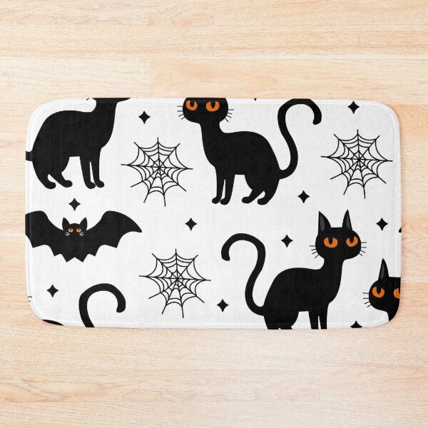 Item preview, Cute Black Cat Halloween Pattern | Spooky Bats & Spider Webs | Kawaii Seamless Halloween Design designed and sold by RJACreative.