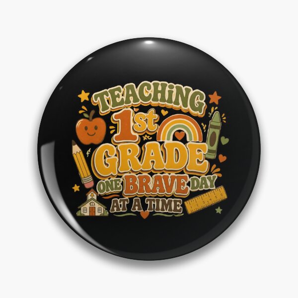 Item preview, Retro Groovy Teaching 1st Grade One Brave Day At A Time Teacher T-Shirt designed and sold by FestivityFinds.