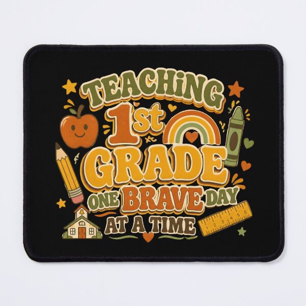 Item preview, Retro Groovy Teaching 1st Grade One Brave Day At A Time Teacher T-Shirt designed and sold by FestivityFinds.