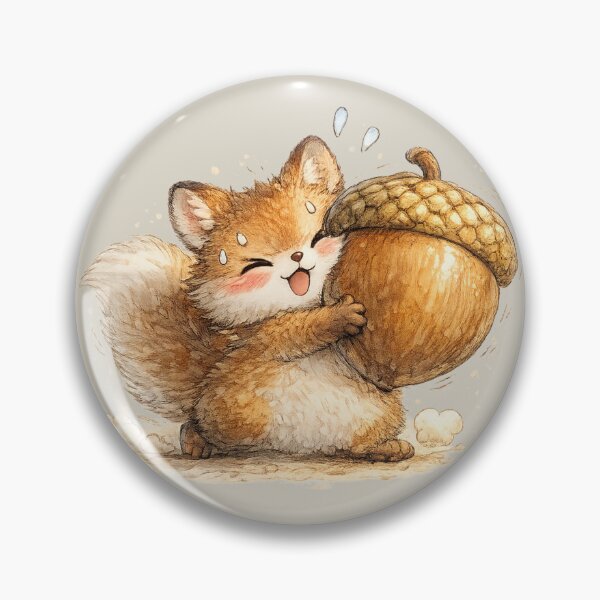 Item preview, Kawaii Squirrel Carrying Giant Acorn Funny Woodland Watercolor Chibi Illustration designed and sold by MagicMakerPh.