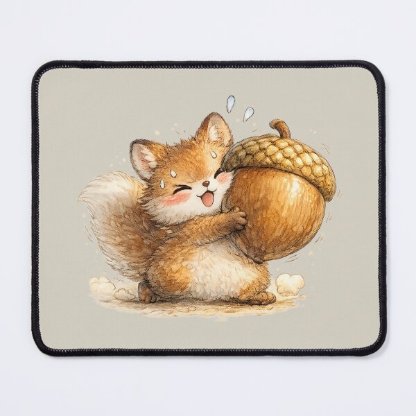Item preview, Kawaii Squirrel Carrying Giant Acorn Funny Woodland Watercolor Chibi Illustration designed and sold by MagicMakerPh.