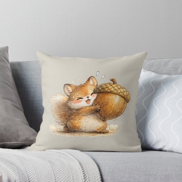 Item preview, Kawaii Squirrel Carrying Giant Acorn Funny Woodland Watercolor Chibi Illustration designed and sold by MagicMakerPh.
