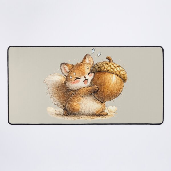 Item preview, Kawaii Squirrel Carrying Giant Acorn Funny Woodland Watercolor Chibi Illustration designed and sold by MagicMakerPh.