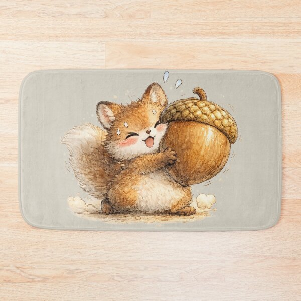 Item preview, Kawaii Squirrel Carrying Giant Acorn Funny Woodland Watercolor Chibi Illustration designed and sold by MagicMakerPh.