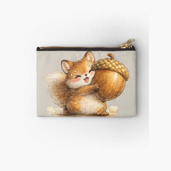 Item preview, Kawaii Squirrel Carrying Giant Acorn Funny Woodland Watercolor Chibi Illustration designed and sold by MagicMakerPh.