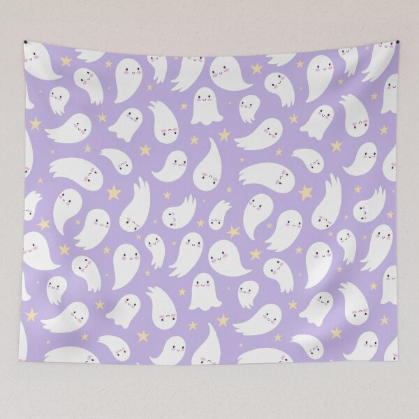 Item preview, Cute Kawaii Ghost Pattern | Pastel Purple Halloween Seamless Print | Adorable Spooky Ghost Design designed and sold by RJACreative.