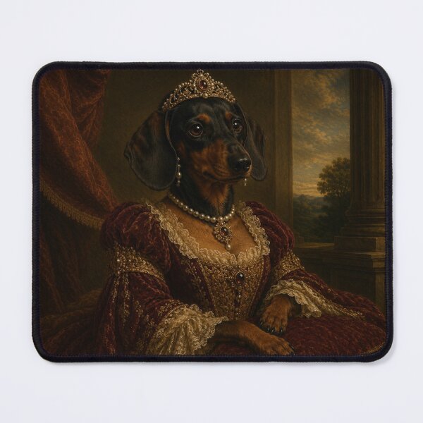 Item preview, The Royal Dachshund Queen – Elegant Baroque Portrait designed and sold by LittleGinnyArt.