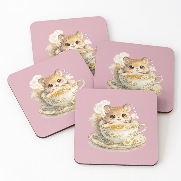 Item preview, Kawaii Mouse in Teacup Watercolor Cute Cottagecore Woodland Animal Illustration designed and sold by MagicMakerPh.