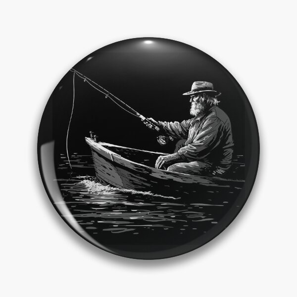 Item preview, Old Fisherman in a Rowboat – Black and White Fishing Art designed and sold by inkoutninja.