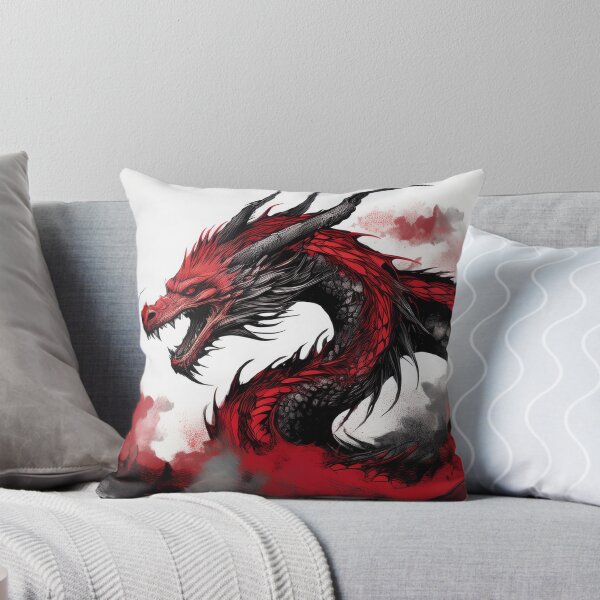 Item preview, Red Dragon Sumi-e | Japanese Dragon Illustration in Black and White Ink designed and sold by Tsuiho_art.