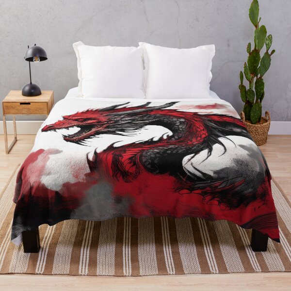 Item preview, Red Dragon Sumi-e | Japanese Dragon Illustration in Black and White Ink designed and sold by Tsuiho_art.